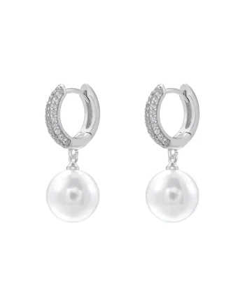 Cercei Hoops 6131, Alb/Argintiu