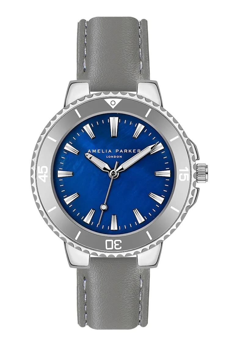 Ceas quartz cu curea din piele Aquelle, Argintiu
