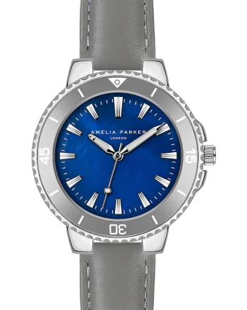 Ceas quartz cu curea din piele Aquelle, Argintiu