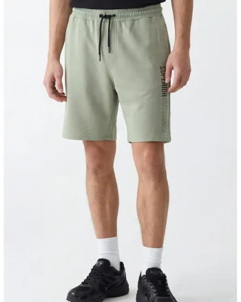 Pantaloni de trening cu text lateral, Verde sparanghel