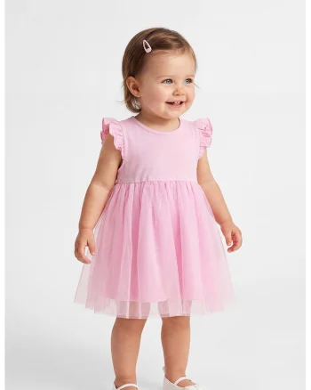 Rochie evazata din tul, Roz bombon