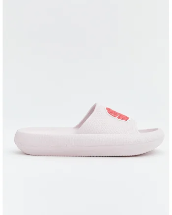 Papuci din material sintetic cu flatform, Coral/Roz pal