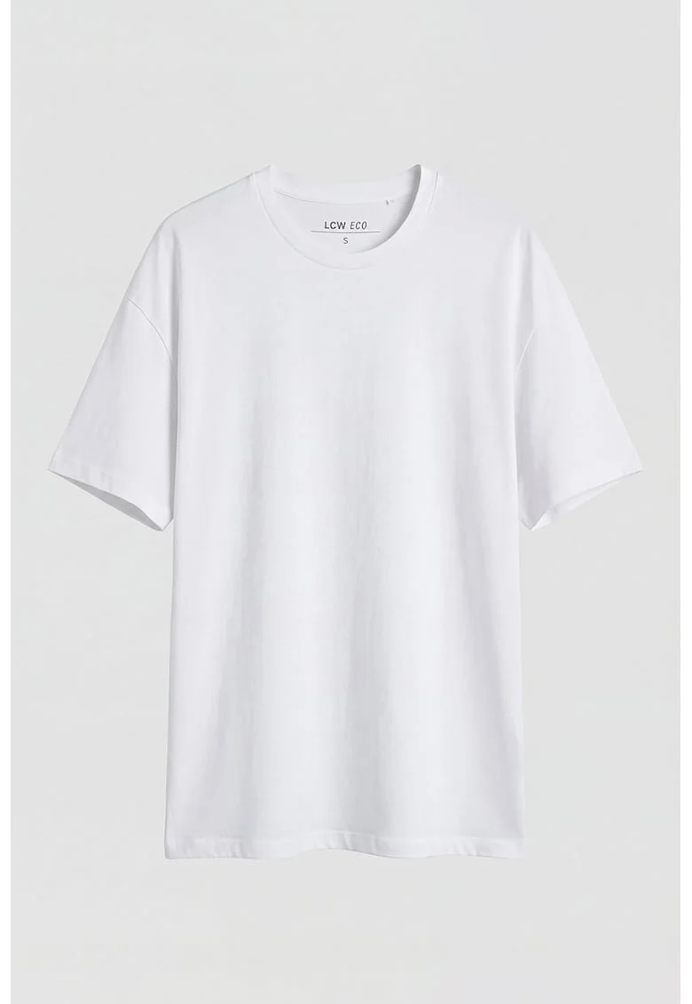 Tricou cu imprimeu si maneci cazute, Galben miere/Alb optic