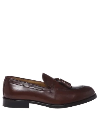 Pantofi loafer din piele cu detaliu canaf, Maro