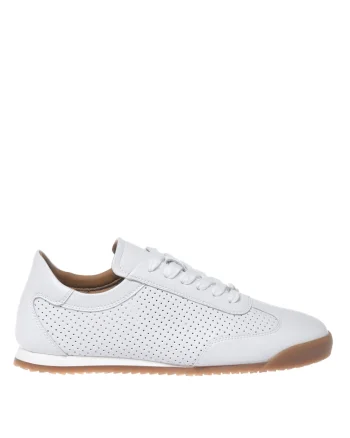 Pantofi sport din piele cu perforatii, Alb