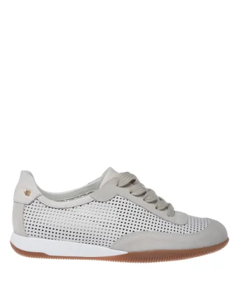 Pantofi sport din piele cu sireturi, Alb murdar/Crem
