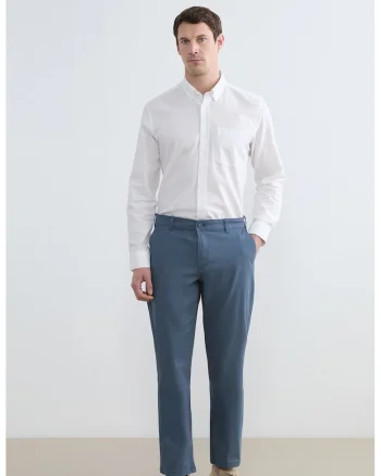 Pantaloni chino din amestec de bumbac, Albastru indigo