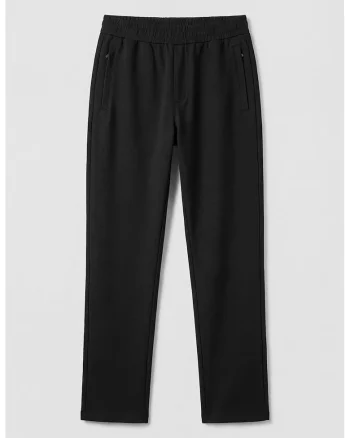 Pantaloni de trening cu buzunare frontale cu fermoar, Negru