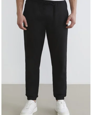 Pantaloni de trening cu terminatii elastice, Negru