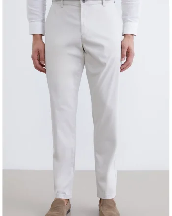 Pantaloni chino cu talie medie, Bej deschis