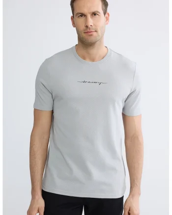 Tricou din amestec de bumbac cu imprimeu text, Gri