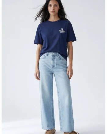 Tricou cu imprimeu New York, Alb/Bleumarin