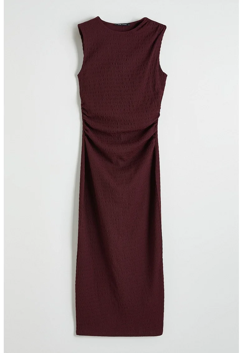 Rochie texturata fara maneci, Visiniu