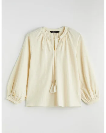 Bluza supradimensionata cu canafi, Crem