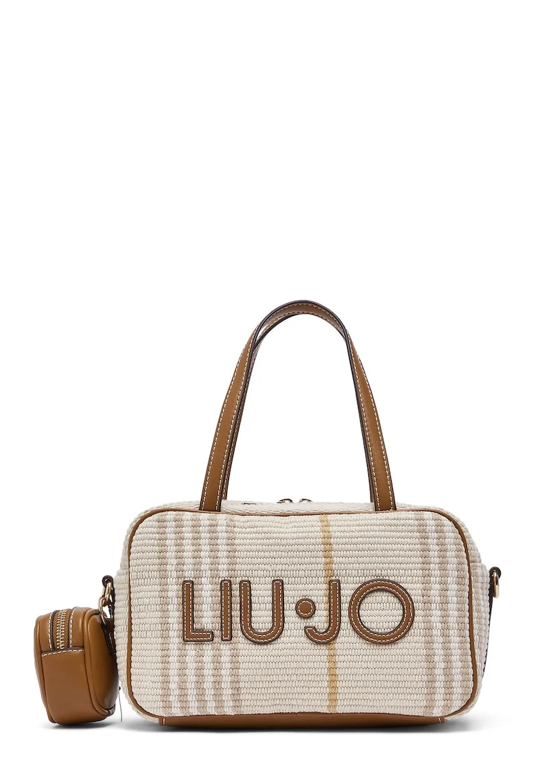 Geanta de umar cu model, logo brodat si etui detasabil, Bej