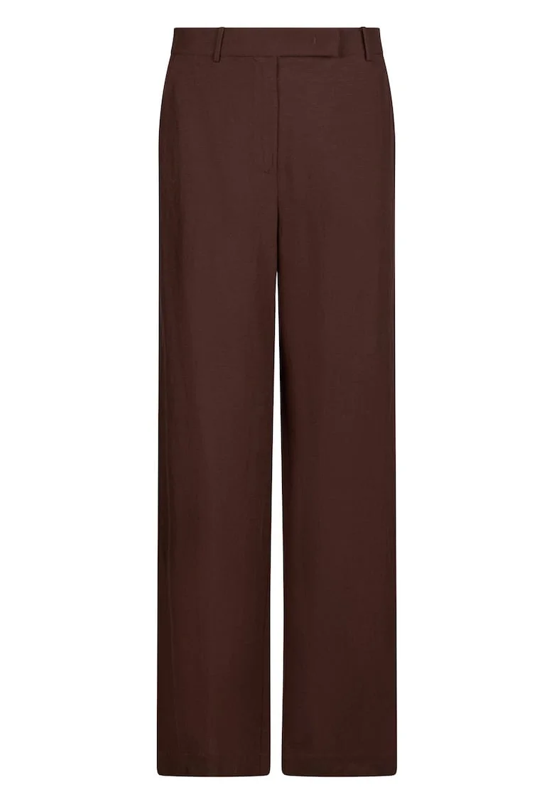 Pantaloni din amestec de lyocell si in cu croiala ampla si buzunare laterale, Maro