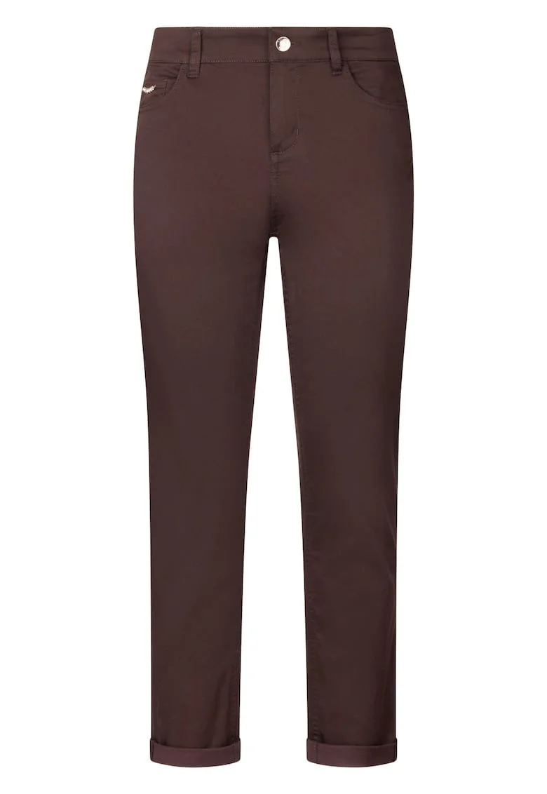 Pantaloni skinny din amestec de modal cu margini rasucite, Maro