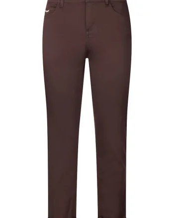Pantaloni skinny din amestec de modal cu margini rasucite, Maro