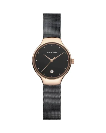 Ceas dama Classic,  Inox, 26 mm, Negru/Auriu rose
