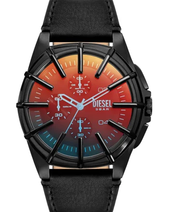 Ceas quartz cu o curea de piele, Negru