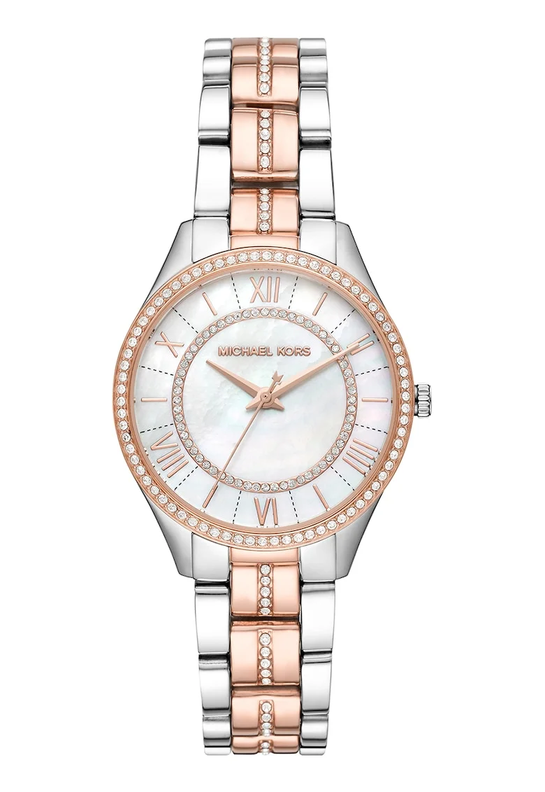 Ceas quartz cu cadran mother of pearl, Auriu rose/Argintiu