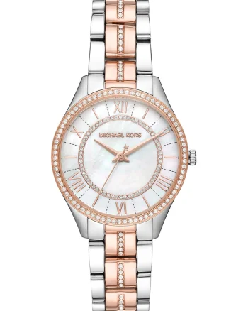 Ceas quartz cu cadran mother of pearl, Auriu rose/Argintiu