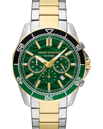 Ceas cronograf, Argintiu/Auriu/Verde marin