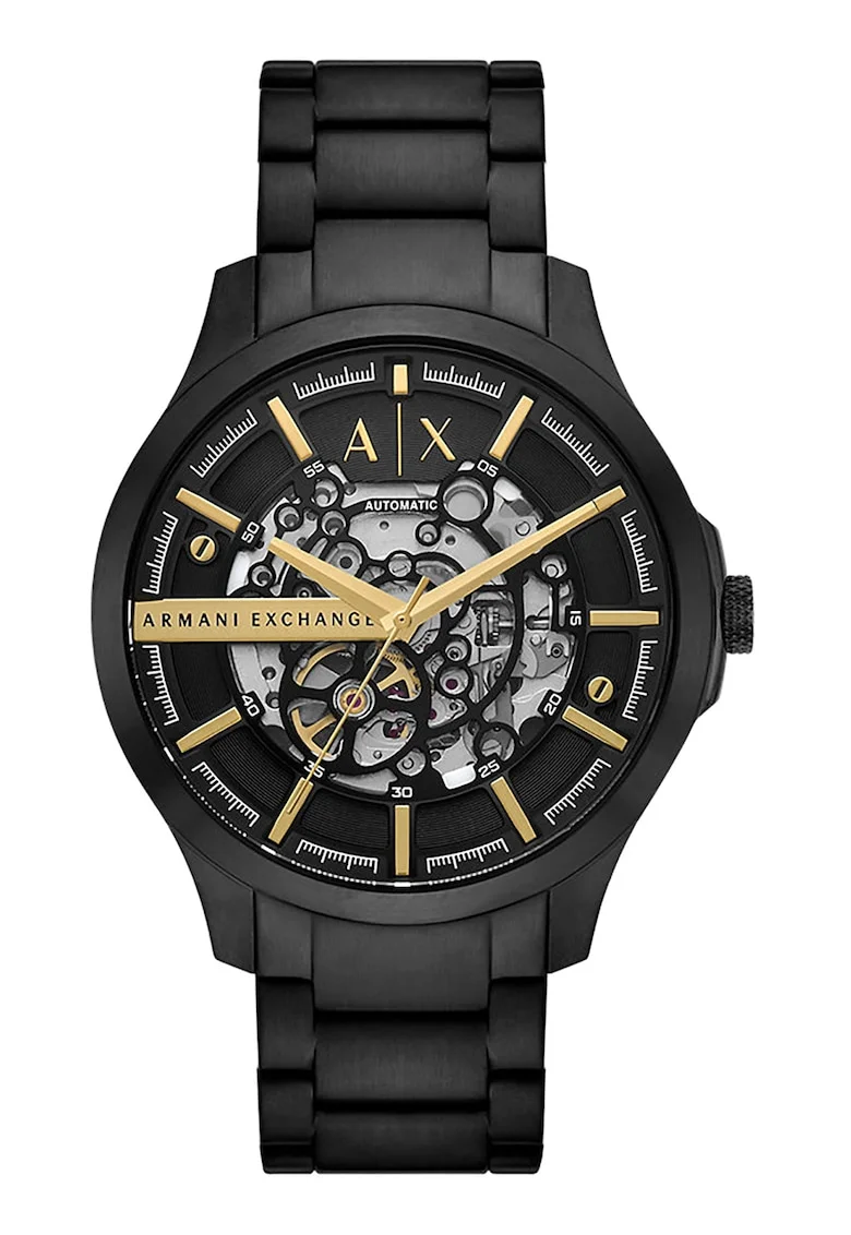 Ceas automatic cu logo, Auriu/Negru