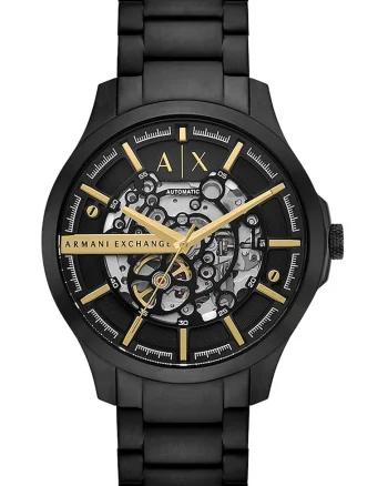 Ceas automatic cu logo, Auriu/Negru