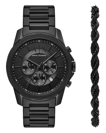 Set de bratara si ceas cronologic, Negru