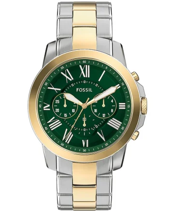 Ceas cronograf cu model in doua tonuri, Argintiu, Auriu - 58750, Verde