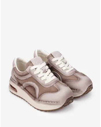 Pantofi dama  din piele bej cu taupe