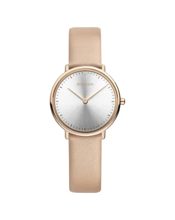 Ceas dama,  Inox/piele, Roz