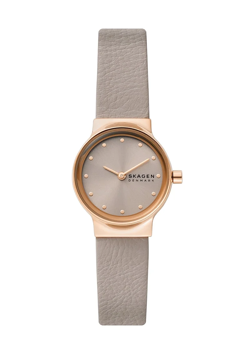 Ceas quartz cu o curea de piele, Bej