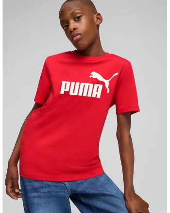 Tricou de bumbac cu decolteu la baza gatului si logo ESS No 1, Rosu/Alb