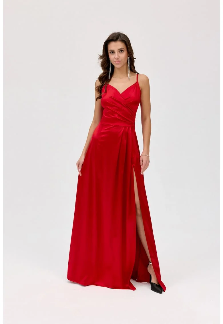 Rochie maxi cu slit adanc Salma, Rosu