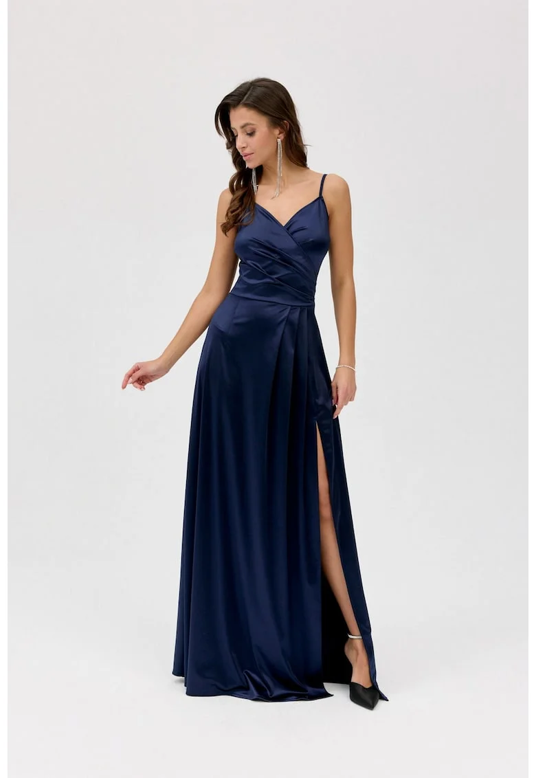 Rochie maxi cu slit adanc Salma, Bleumarin