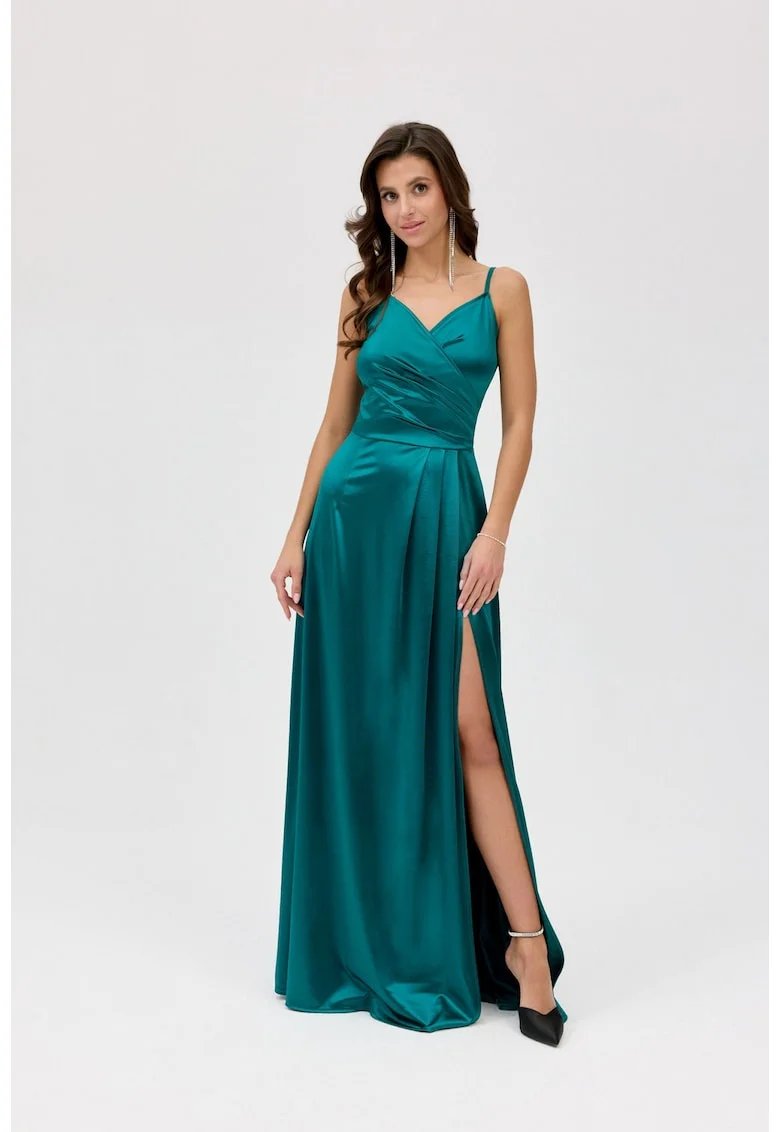 Rochie maxi cu slit adanc Salma, Verde