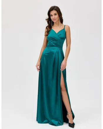 Rochie maxi cu slit adanc Salma, Verde