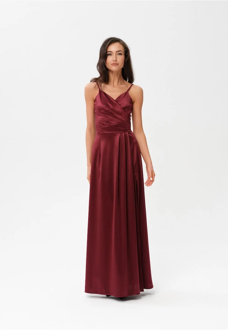 Rochie maxi cu slit adanc Salma, Visiniu