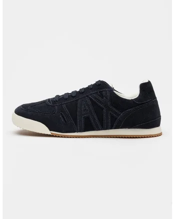 Pantofi sport din piele intoarsa cu imprimeu logo, Albastru ultramarin