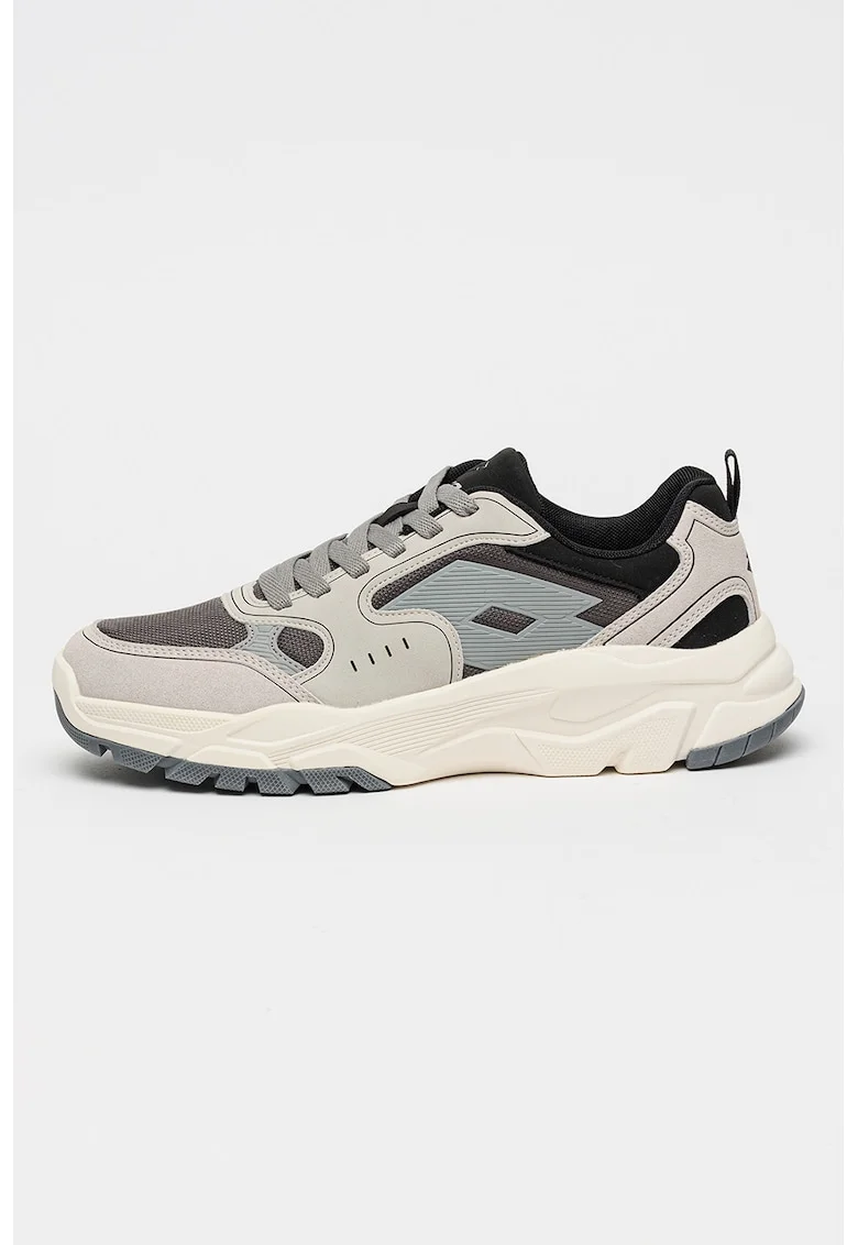 Pantofi sport Rigel de plasa cu garnituri de piele ecologica, Gri deschis/Gri inchis