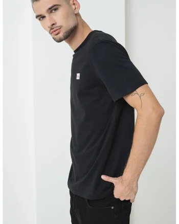 Tricou de bumbac cu insigna logo, Negru carbon