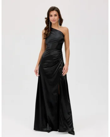 Rochie din satin Inez, Negru