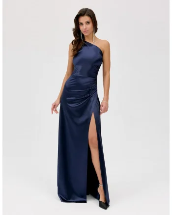 Rochie din satin Inez, Bleumarin