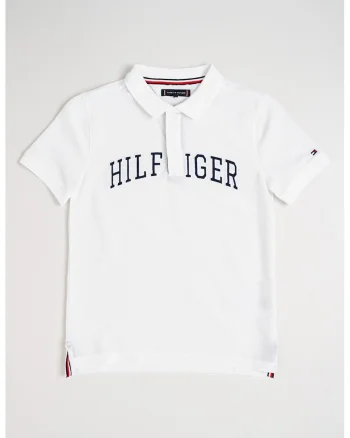 Tricou polo cu imprimeu logo, Alb optic