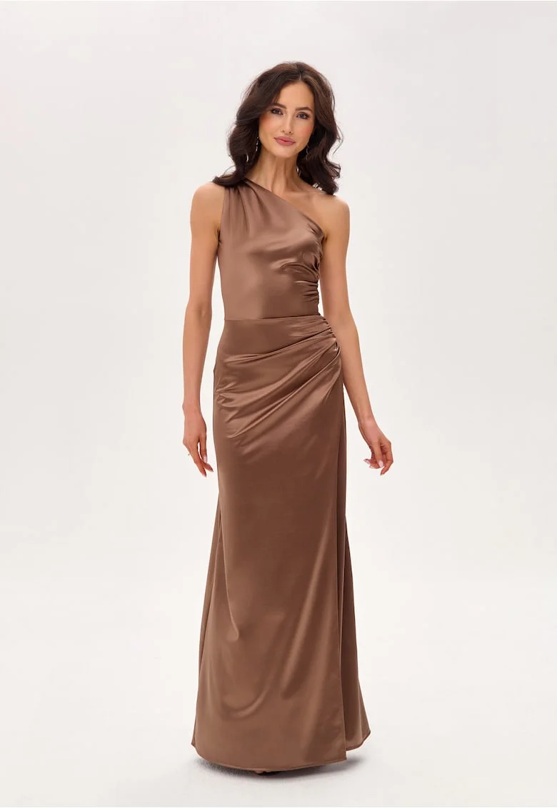 Rochie din satin Inez, Maro deschis