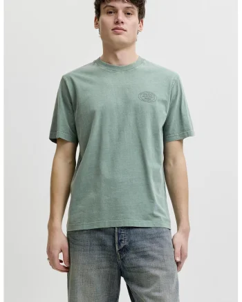Tricou cu decolteu la baza gatului si detaliu logo, Verde aquamarin