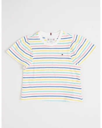 Tricou din bumbac cu dungi, Multicolor