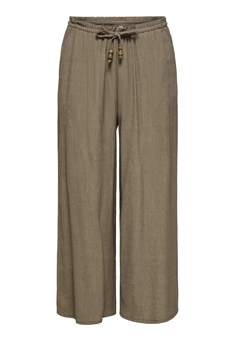 Pantaloni vaporosi cu croiala ampla si talie ajustabila, Maro taupe